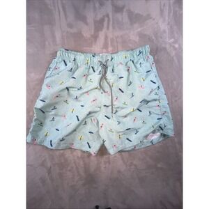 Boardies Green Surfers Print Men's Mesh Lined Swim Trunks Size XL
